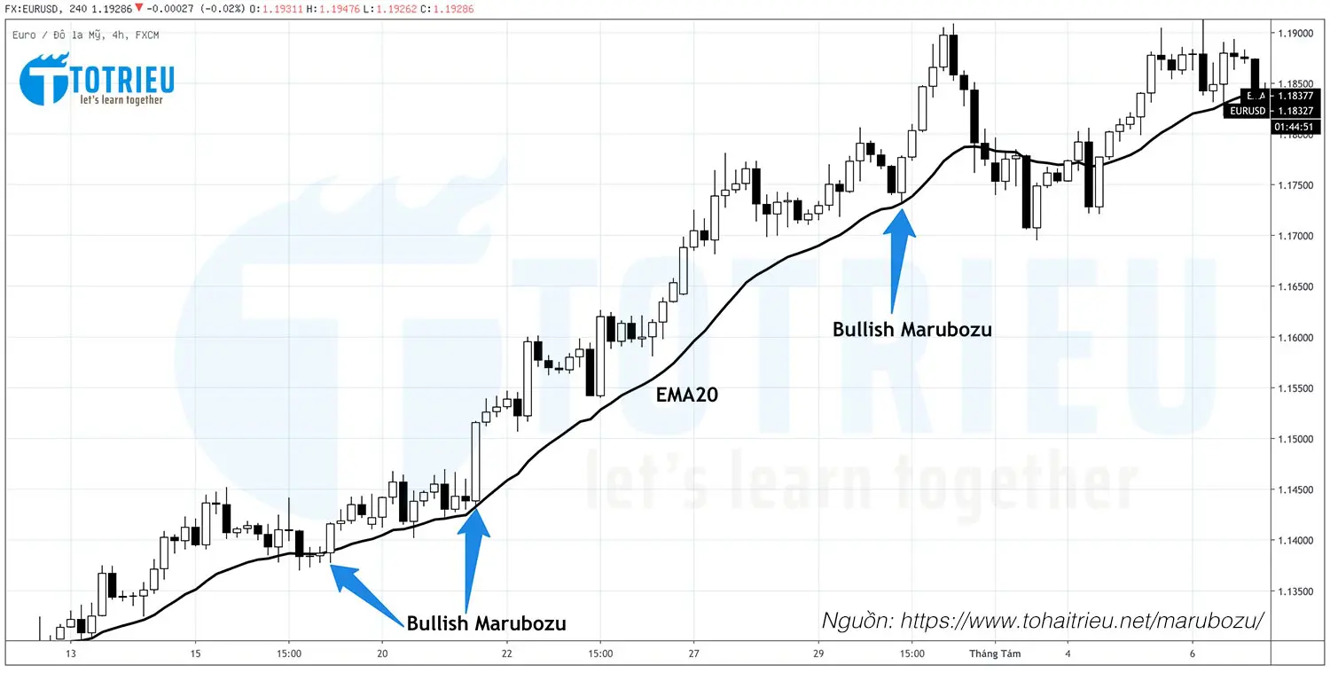 Ứng dụng Nến Marubozu và các đường trung bình động