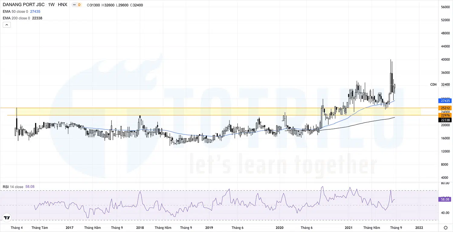 Cổ phiếu CDN tháng 09-2021: Biểu đồ kỹ thuật hàng tuần